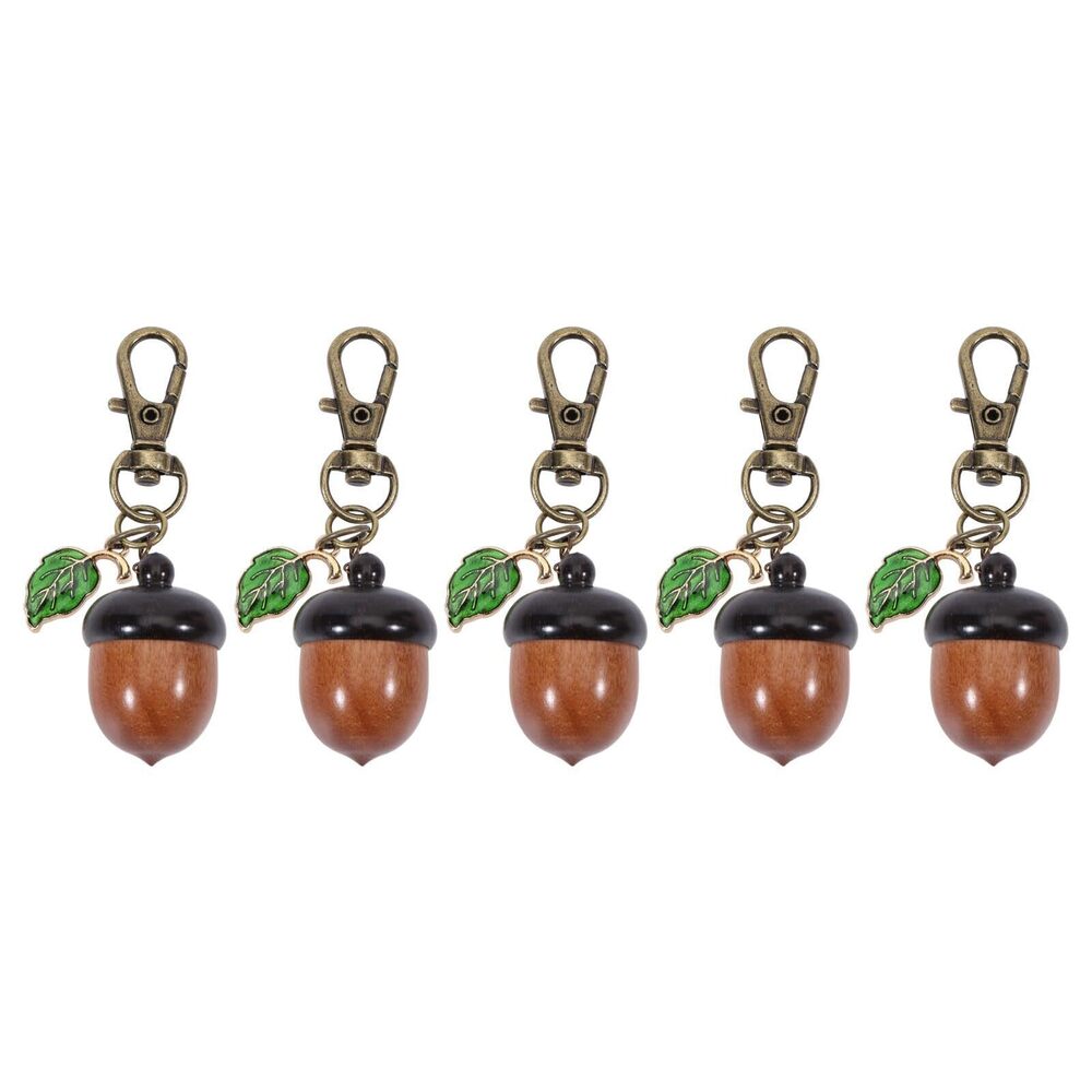 6808 5pcs Wooden Acorn Nut Box Keychain Disconnectable Ebony Decoration